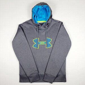 UNDER ARMOUR ColdGear Storm Womens Size M Gray Blue Logo Pullover Hoodie Sweater